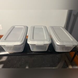 Gray & Clear Storage Containers Set. Bundle of 3